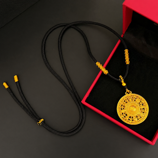 Lucky Blessings necklace displayed with red gift box