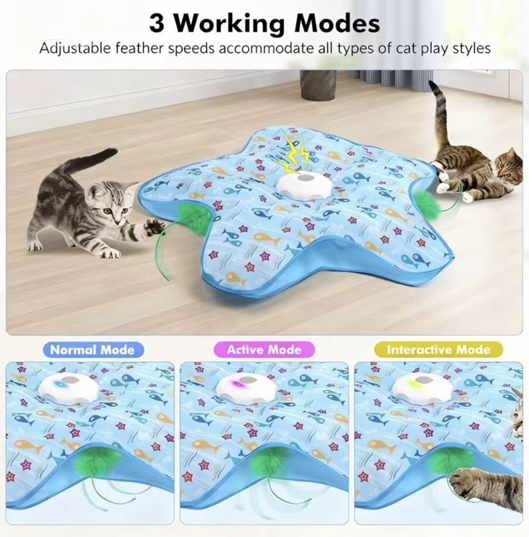 Interactive Electric Hide & Seek Cat Toy - Starfish Blue Edition
