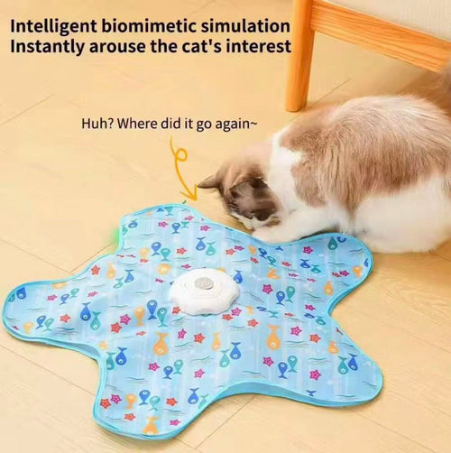 Interactive Electric Hide & Seek Cat Toy - Starfish Blue Edition