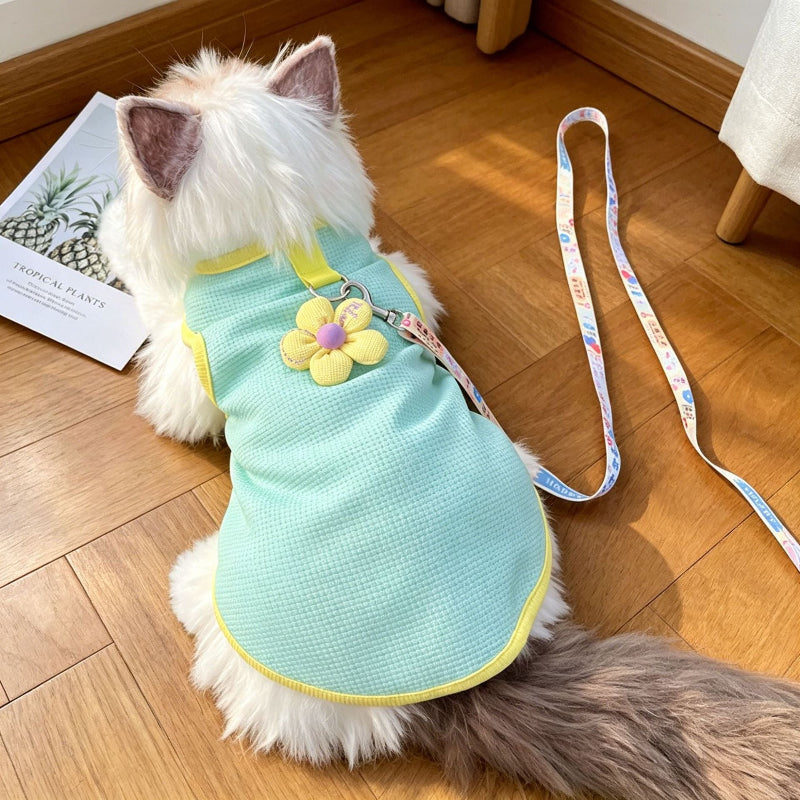 Floral Pet Outfit with Leash Ring