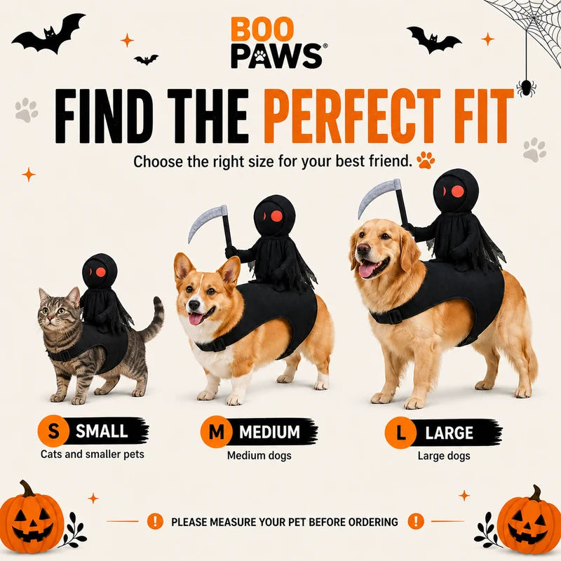BooPaws pet costume size guide