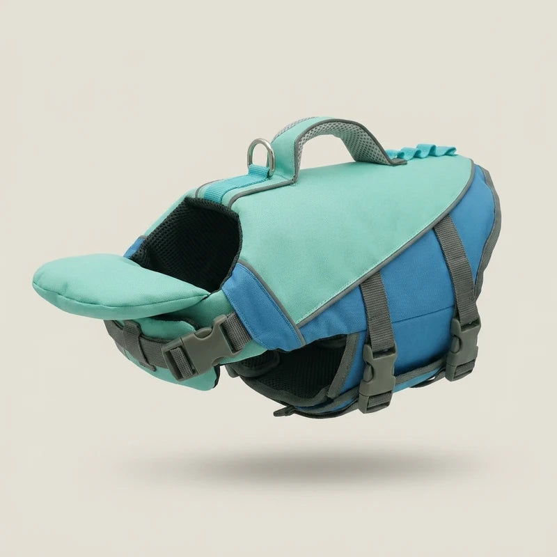 Seafoam chin support dog life jacket