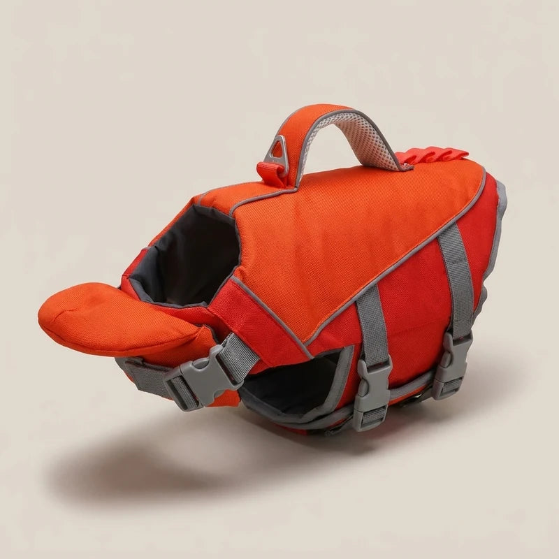Rescue Orange chin support dog life jacket
