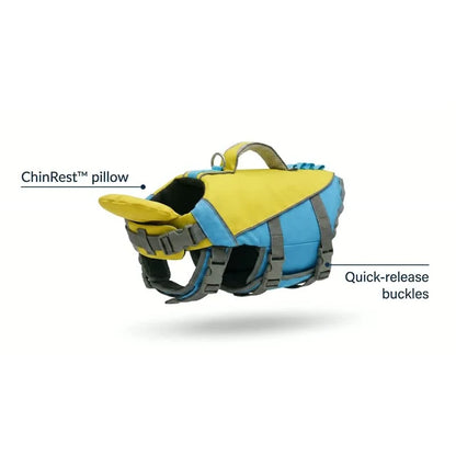 Chin support dog life jacket feature overview
