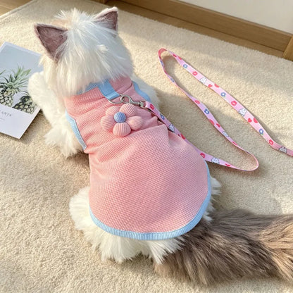 Floral Pet Outfit with Leash Ring