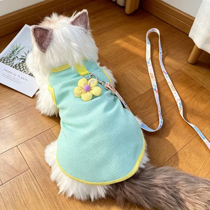 Floral Pet Outfit with Leash Ring