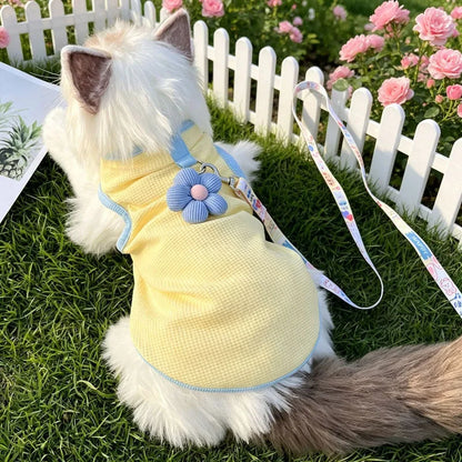 Floral Pet Outfit with Leash Ring