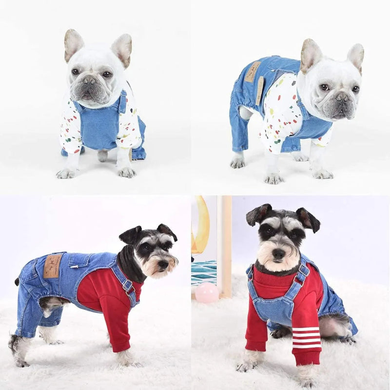 Stretch Denim Four-Leg Pet Jumpsuit