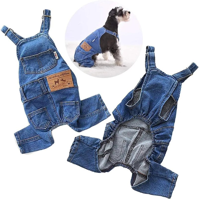 Stretch Denim Four-Leg Pet Jumpsuit