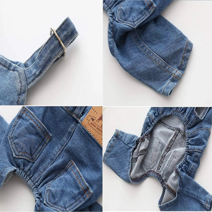 Stretch Denim Four-Leg Pet Jumpsuit
