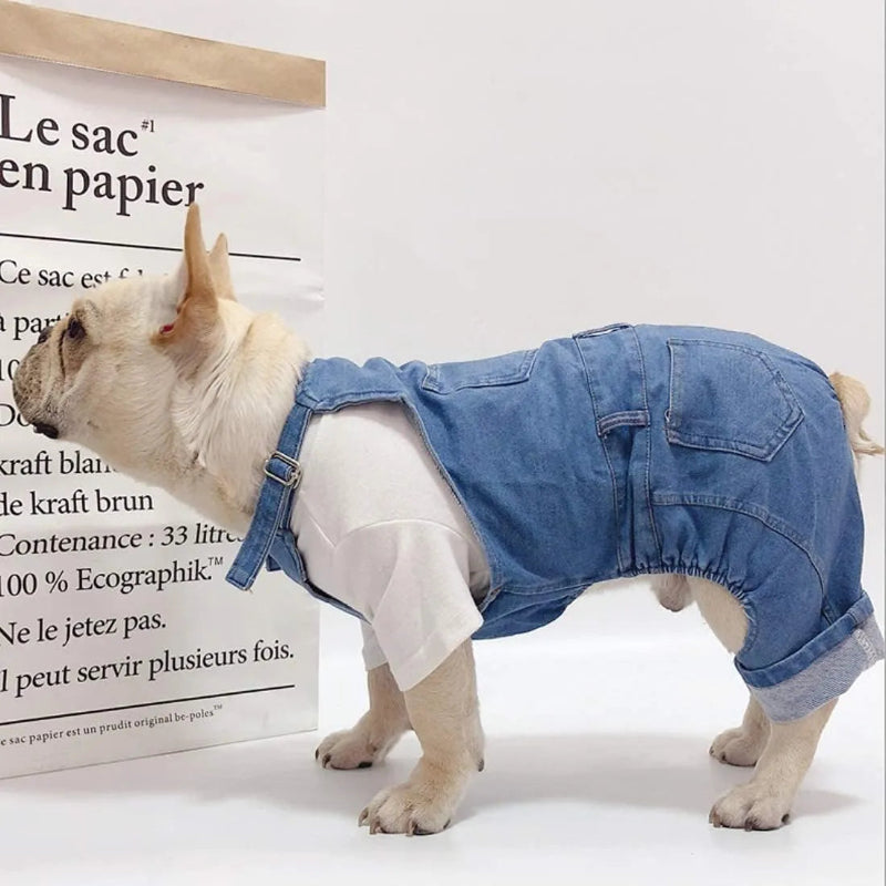 Stretch Denim Four-Leg Pet Jumpsuit
