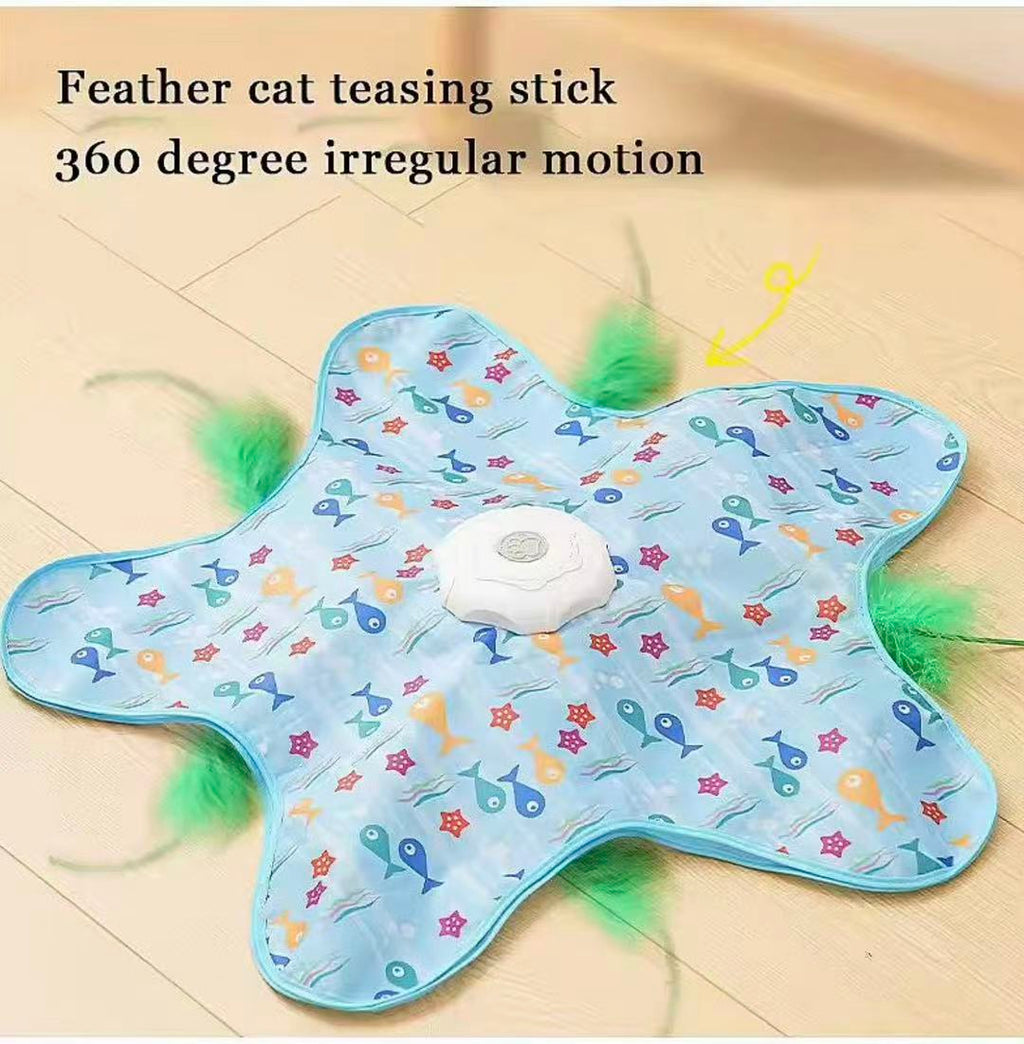 Interactive Electric Hide & Seek Cat Toy - Starfish Blue Edition