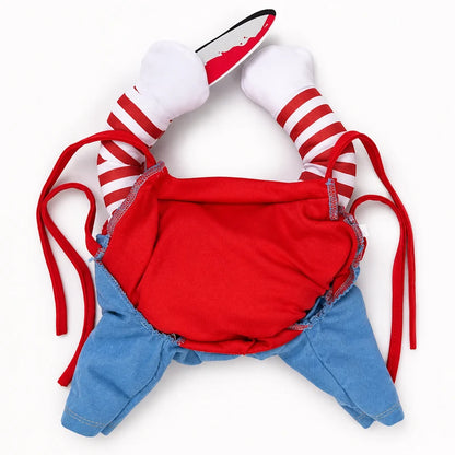 Back view of killer doll pet costume