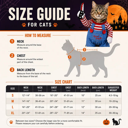 Killer doll pet costume size guide