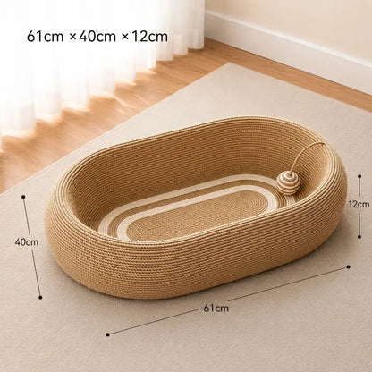 Natural Sisal Cat Scratcher Bed - Deep 2.0 Teaser Ball