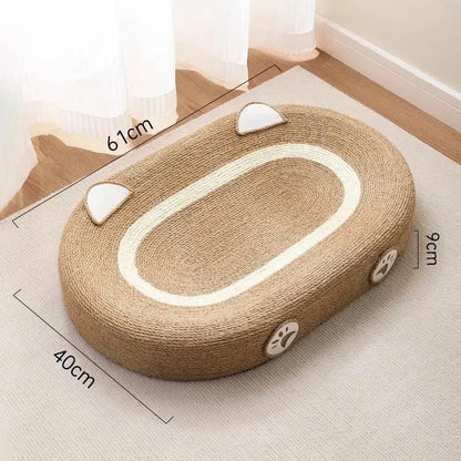 Natural Sisal Cat Scratcher Bed - Oval with Ears