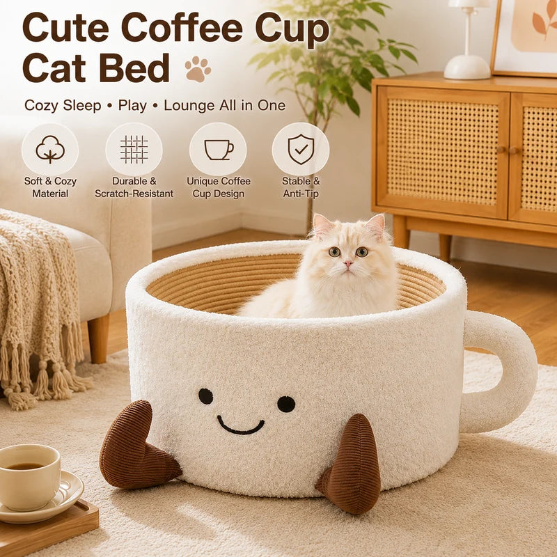 PAWLOVE coffee cup cat and small dog bed