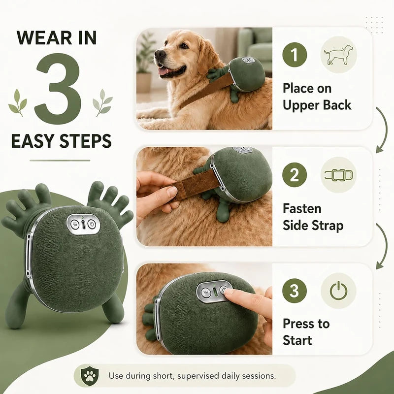 Easy three-step pet massager setup