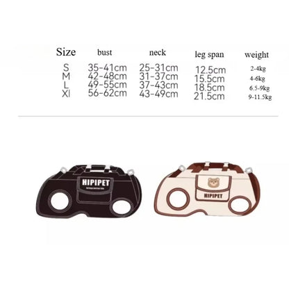 Small dog lift harness backpack size chart