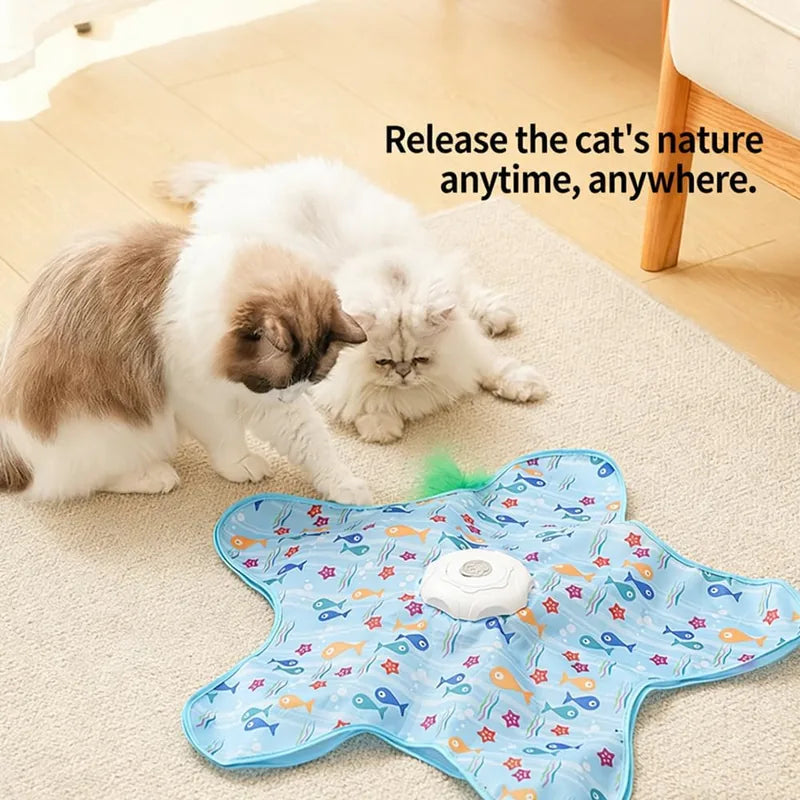Interactive Hide & Seek Cat Toy Starfish Blue - lifestyle scene