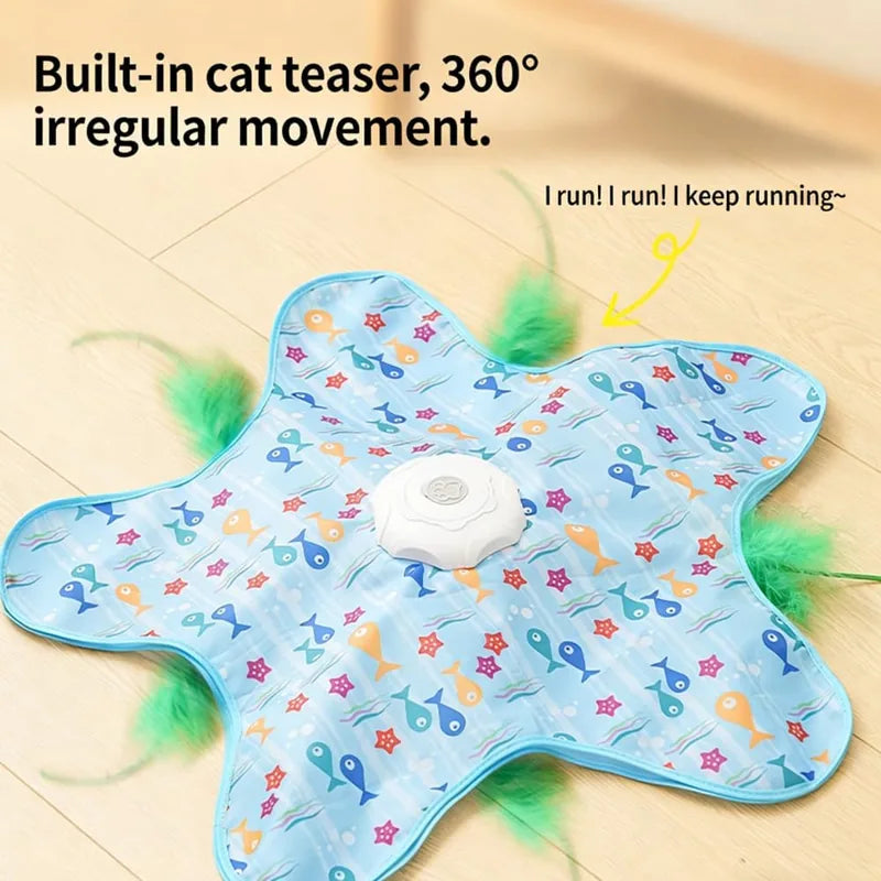 Interactive Hide & Seek Cat Toy Starfish Blue - 360 movement