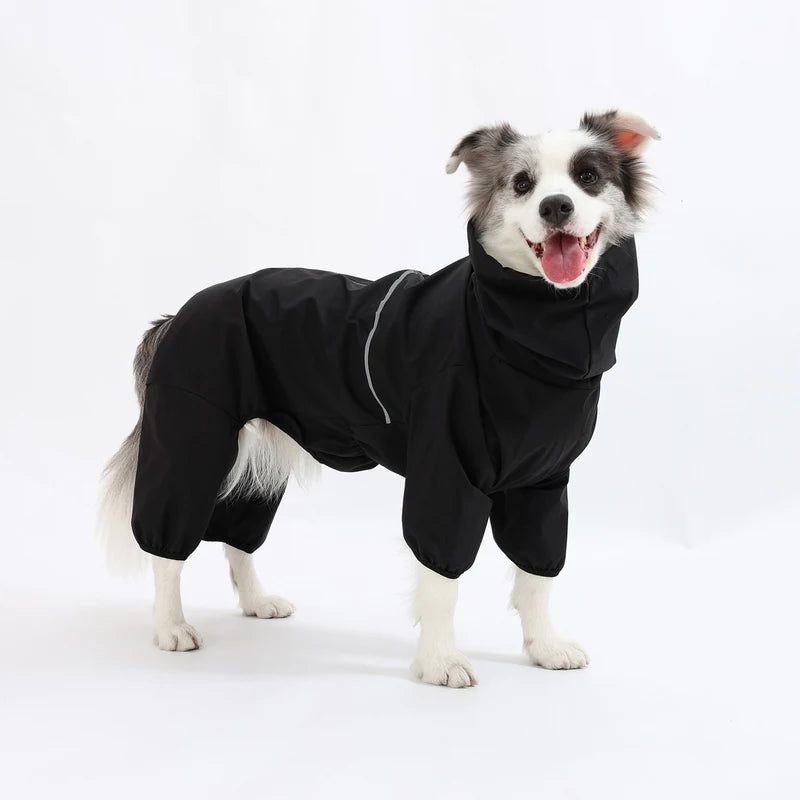 Waterproof pet raincoat black side view
