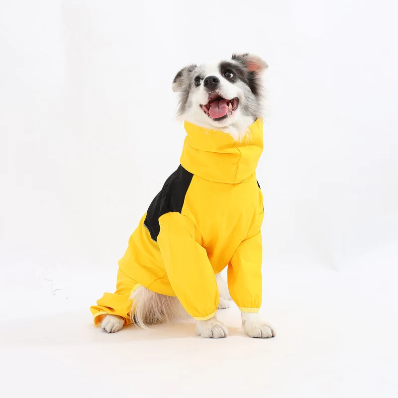 Waterproof pet raincoat yellow front view